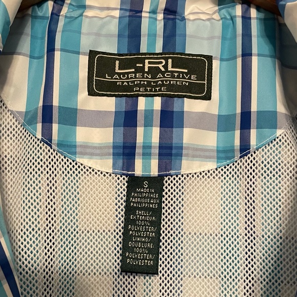 L-RL Ralph Lauren Active Petite Blue Plaid Windbreaker‎ Jacket Size S - Picture 4 of 11